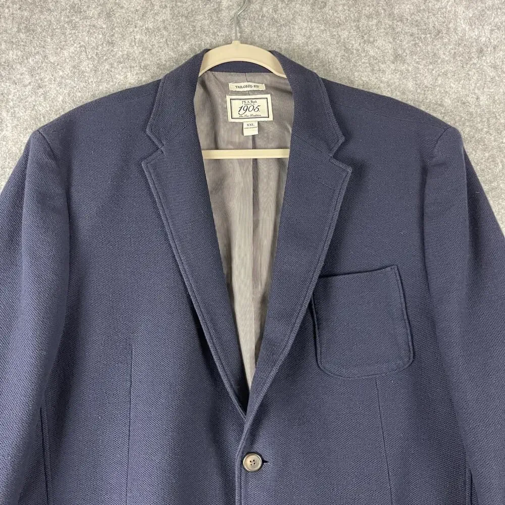 Jos A Bank 1905 Blazer Sport Coat Mens XXL Blue Elbow Patch Tailored Fit Career‎